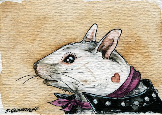 Rizzo the White Squirrel  -- signed watercolor print
