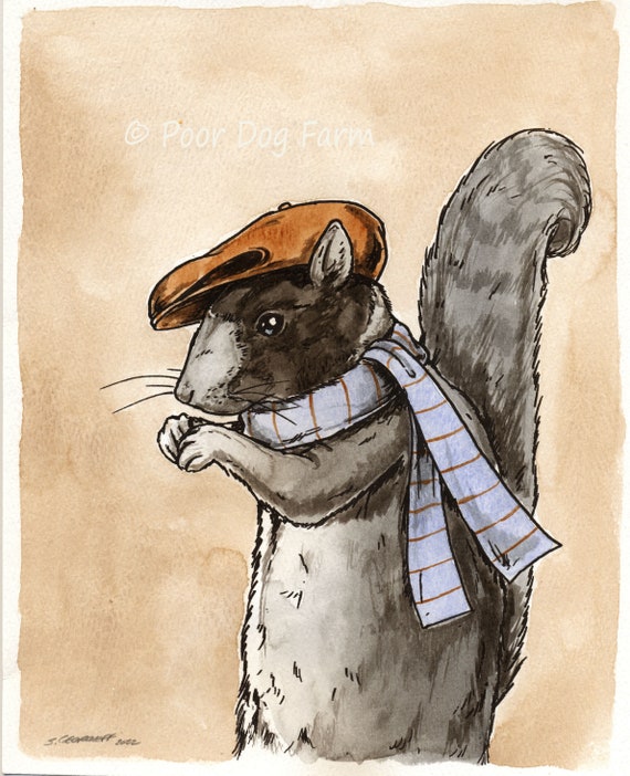 A handsome Gray Fox Squirrel  (an original hand painted squirrel)