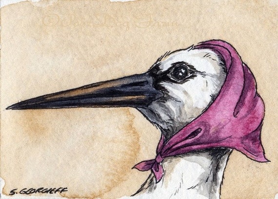 The Reunion Ibis~~ No 38  of 100 series- ~ signed watercolor print
