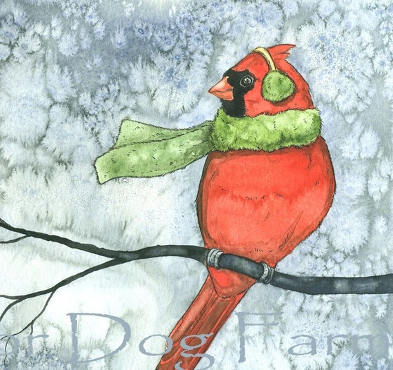 Cold Cardinal Winter  -  8 x 10 print