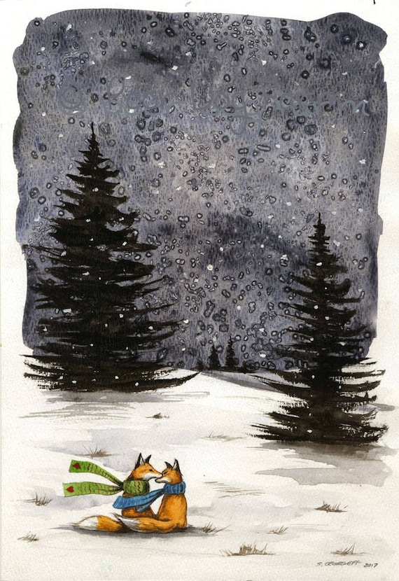Take Care -  Signed Print ~   no 1 in the 2017-18 Little Red Fox Series  -