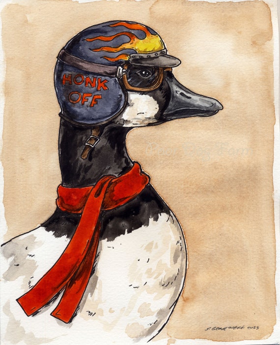 Honk Off.  A Bad A@s Biker Goose (an original hand painted boss)