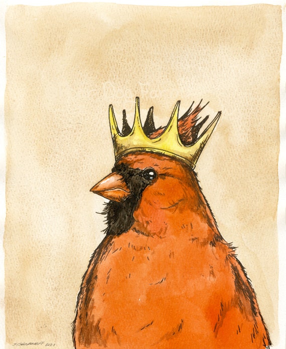 The Royal Red Cardinal  King  (an original hand painted king)