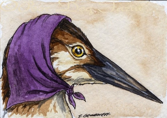 The New Zealand Little Bittern ~~ No 26  of 100 series- ~ signed watercolor print