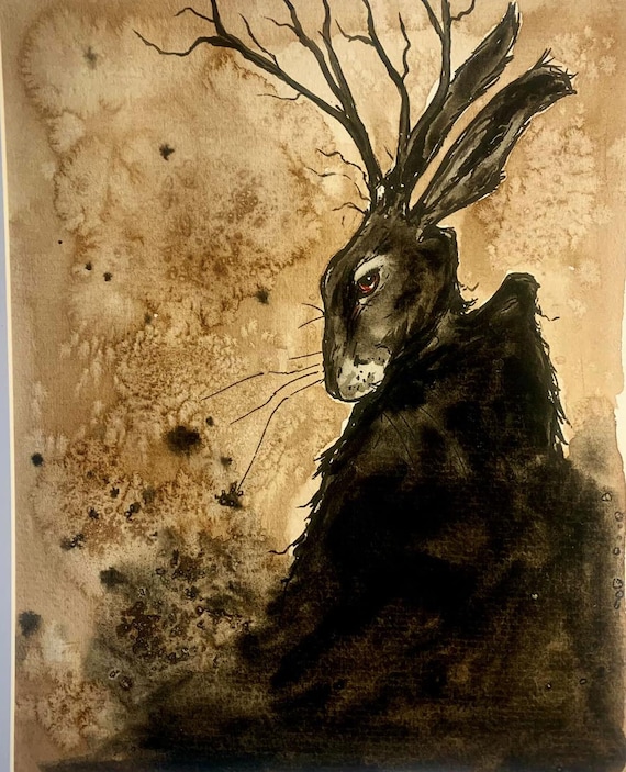 Dark Hare no.1 (an original hand painted artwork)