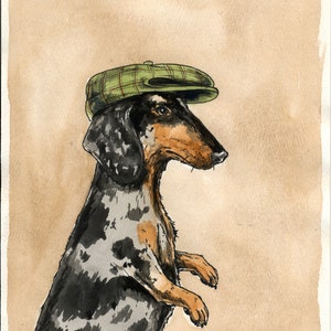 A Dapper Dapple Dachshund  (that is hard to say... )  (an original hand painted dachshund)