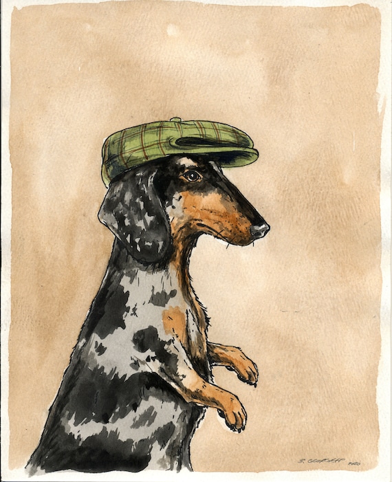 A Dapper Dapple Dachshund  (that is hard to say... )  (an original hand painted dachshund)