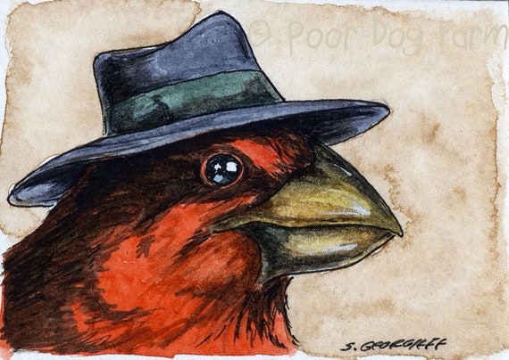 The Bonin Grosbeak~~ No 3  of 100 series- ~ signed watercolor print