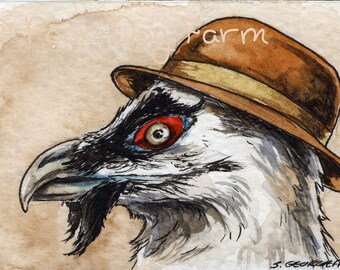 A Bearded Vulture in a Hat ~ Watercolor prints