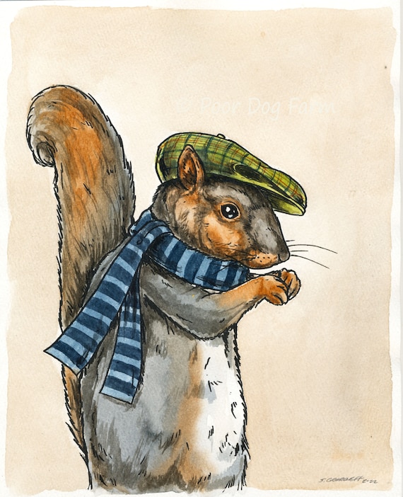 A spruce little Fox Squirrel  (an original hand painted squirrel)