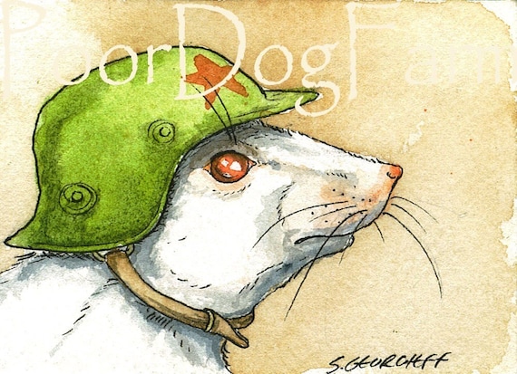 ACEO signed PRINT - The Test Animal Army -