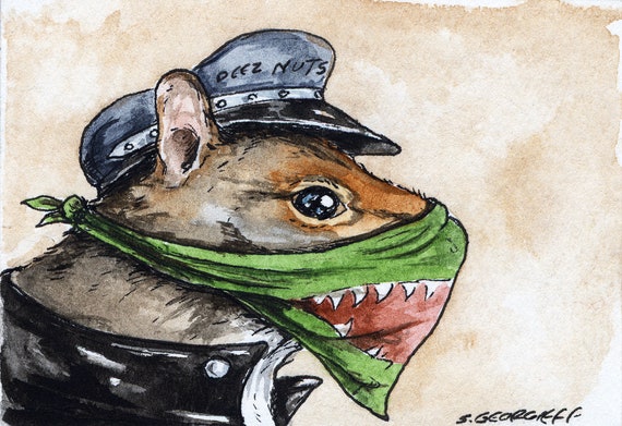 Snaggletooth  -- signed watercolor print