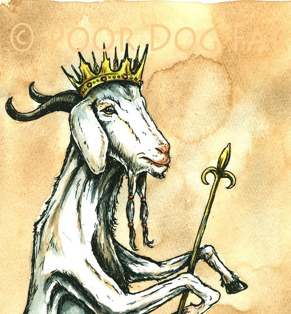 White Goat King  8x10 hand painted print