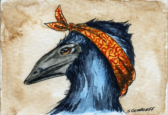 The  King Island Emu ~~ No 82 of 100 series- ~ signed watercolor print