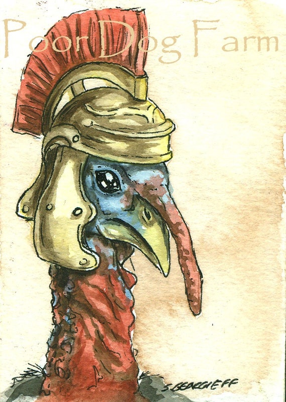 Odysseus Turkeyus in a helmet- 5 x 7 print