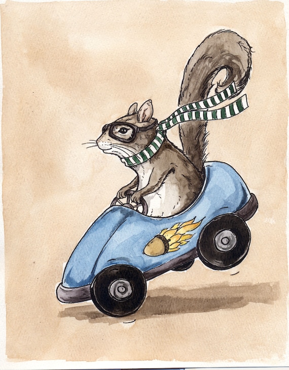 Go Squirrel Go  (Limited Edition # Painted Prints)