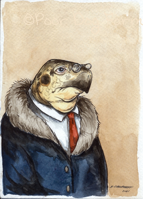 The Mitch McConnellshell Turtle -watercolor  Print