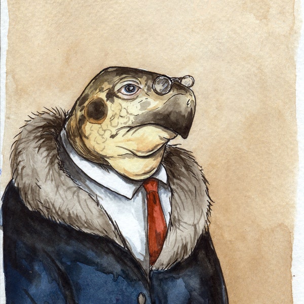 The Mitch McConnellshell Turtle -watercolor  Print