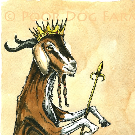Goat King  8x10 hand painted print