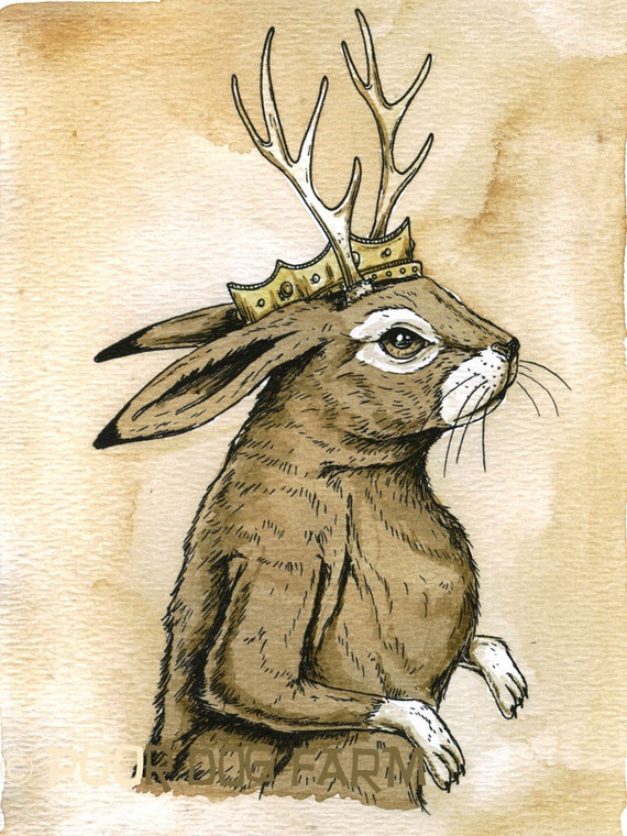 Jackalope  King  (an original hand painted king)