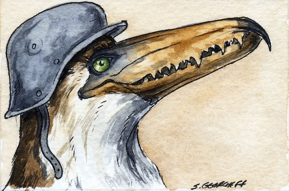 The Pelagornis Sandersi~~ No 65 of 100 series- ~ signed watercolor print
