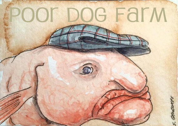 BlobFish  in a Hat -watercolor print