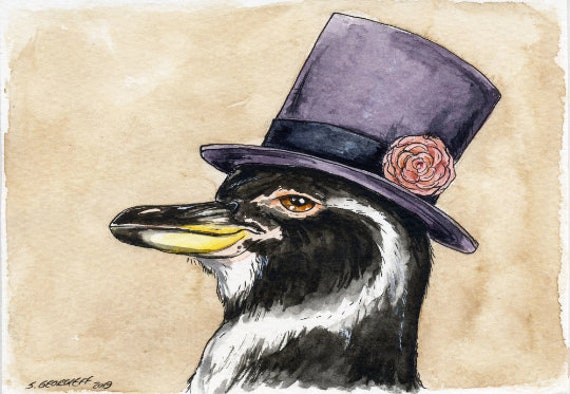 A Smooth Galapagos Penguin ~ signed watercolor print
