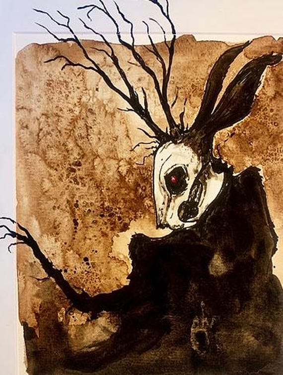 Dark Hare no.2 (an original hand painted artwork)