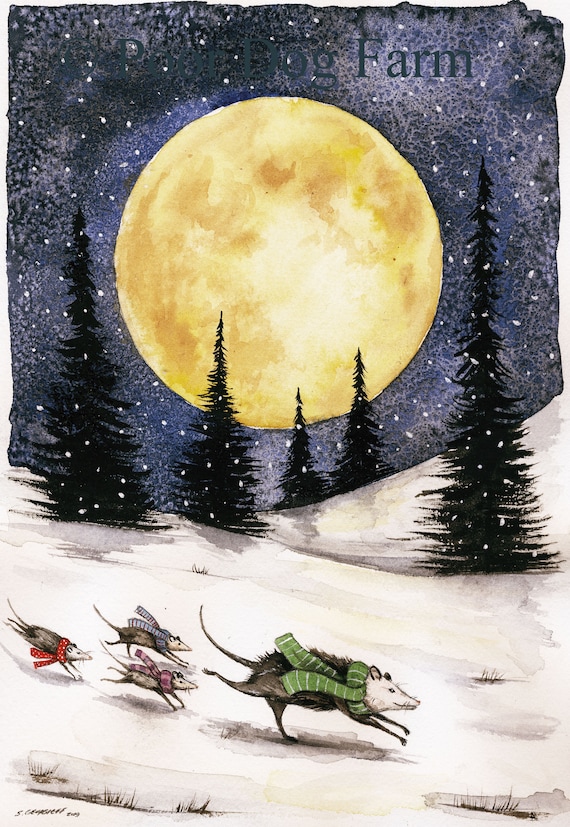 A Run Under the Winter Moon -  Signed Print ~