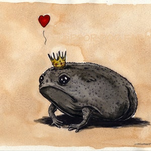 A  Sad Royal Black Rainforest Frog King (an original hand painted queen)