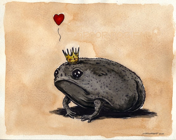 A  Sad Royal Black Rainforest Frog King (an original hand painted queen)