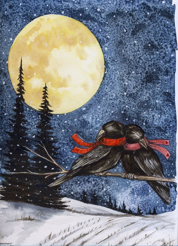 A Winters Nap Under the Full Moon -  Signed Print ~   no3 in the 2020-21 Little Red Fox Series  -
