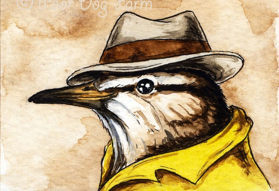 The Aldabra Brush Warbler ~~ No 99 of 100 series- ~ signed watercolor print