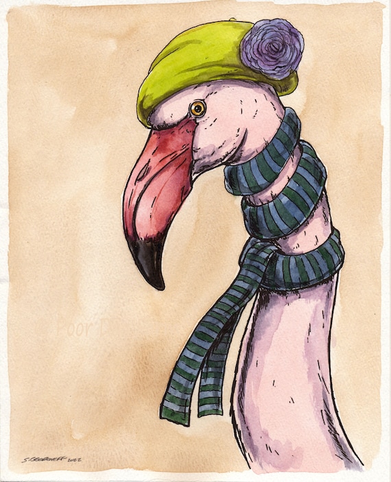 A Graceful Lady Flamingo (an original hand painted bird)