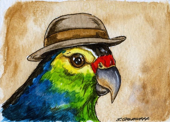 The Paradise Parrot ~~ No 4 of 100 series- ~ signed watercolor print