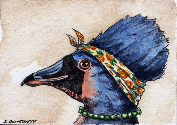 The Choiseul Pigeon~~ No 72 of 100 series- ~ signed watercolor print