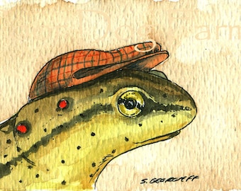 A Yellow Newt in a hat