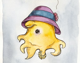 A Beautiful Little  Dumbo Lady Octopus   (an original hand painted artwork)