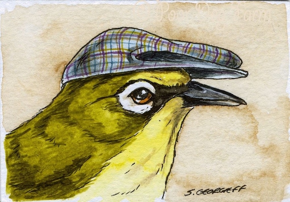 The Marianne White-Eye ~~ No 21  of 100 series- ~ signed watercolor print