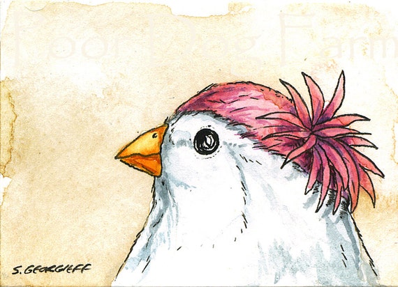 White finch in a hat N0 2