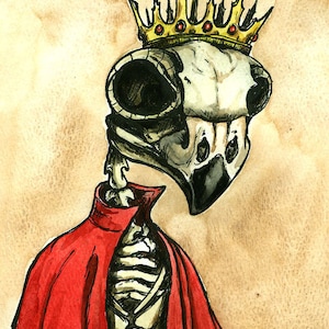 Owl Skull King (an original hand painted king)  ....when we pollute the water and use up the land..