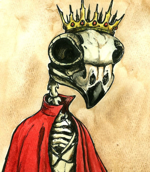 Owl Skull King (an original hand painted king)  ....when we pollute the water and use up the land..