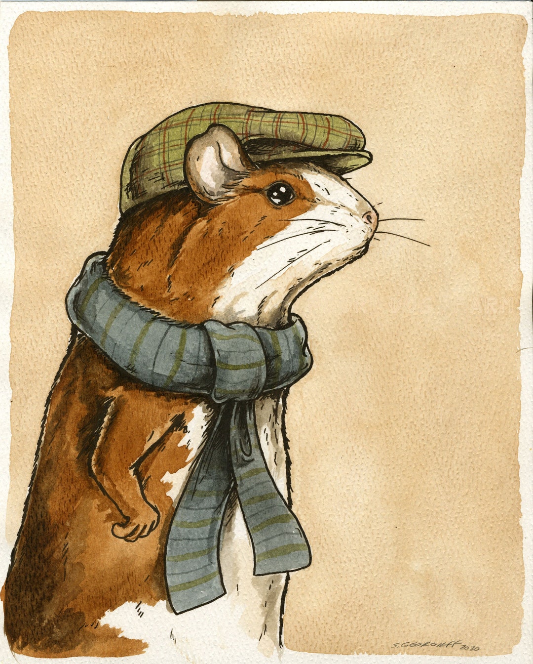 A Dapper Guinea Pig (an Original Hand Painted Hare) - Etsy