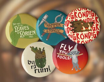 Middle-earth knopspelden, set van 5 voor Tolkien-fans