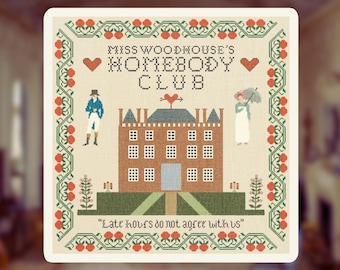 Jane Austen-sticker | Miss Woodhouse's Homebody Club | voor Emma-fans en introverte mensen