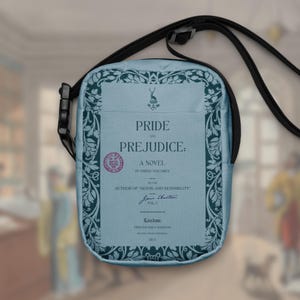 Pride & Prejudice Crossbody Bag, Inner + Outer Pockets, Jane Austen First Edition Design