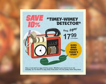 Doctor Who-sticker | "Timey-Wimey-detector" | voor 10e Doctor-fans