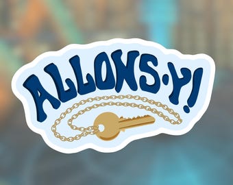 Doctor Who-sticker | "Allons!" | Tardis-sleutel voor tiende doktersfans