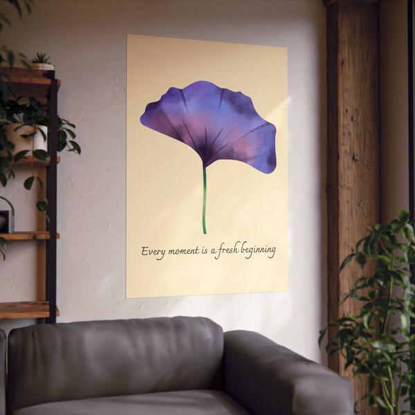 Every Moment- Purple Watercolor Flower Wall Print- Boho Art- Vintage Art- Home Decor & Wall Art - Wall Print, Quote Wall Art-