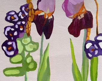 Conversations Among Friends- Bearded Irises Oil Painting